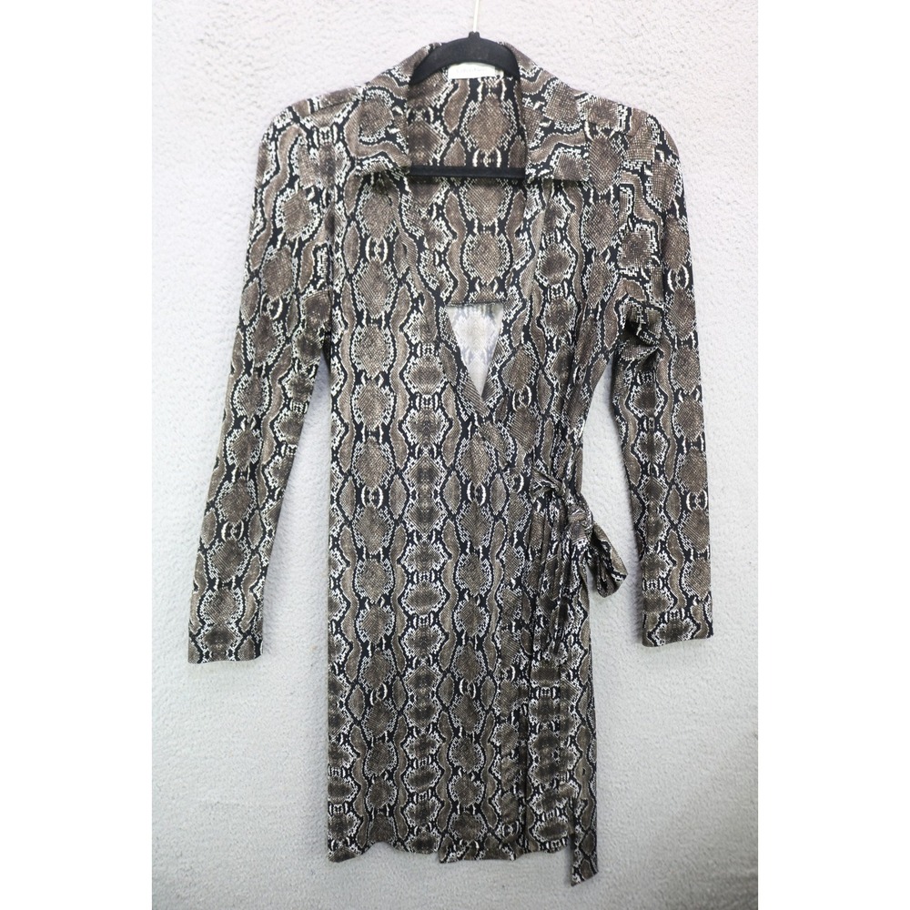 Calvin Klein Snake Print Long Sleeve Wrap Midi Dress-Sz 8-Mobwife-Old Money